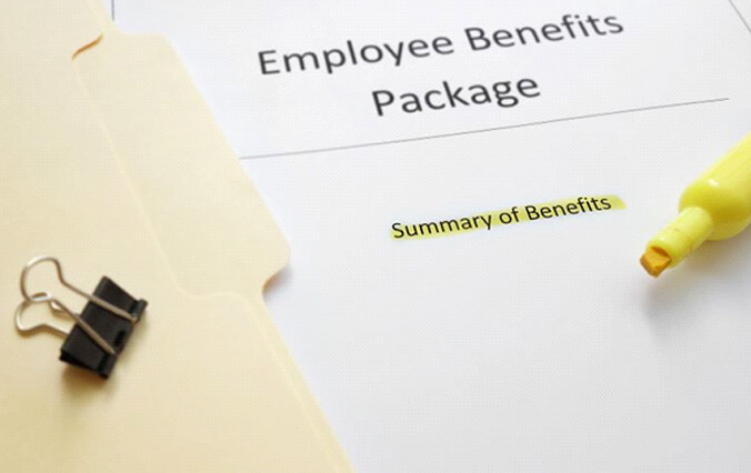 employee benefits package beneath yellow highlighter