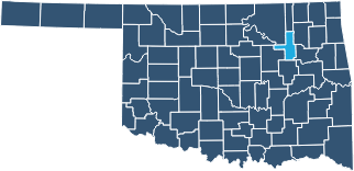 Animated state of Oklahoma with Broken Arrow highlighted