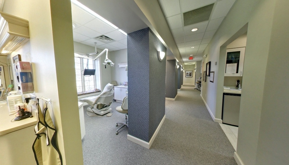 Hallway looking into dental treatment rooms