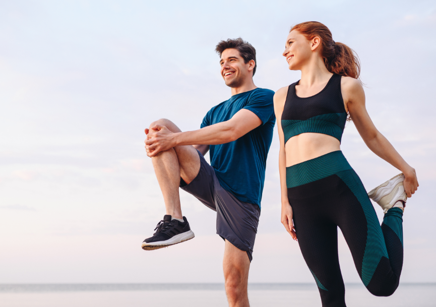 Couple stretching for exercise
